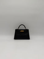 Hermès Mini Kelly Black Matte Alligator Gold Hardware