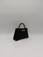 Hermès Mini Kelly Black Matte Alligator Gold Hardware