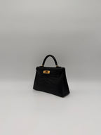 Hermès Mini Kelly Black Matte Alligator Gold Hardware
