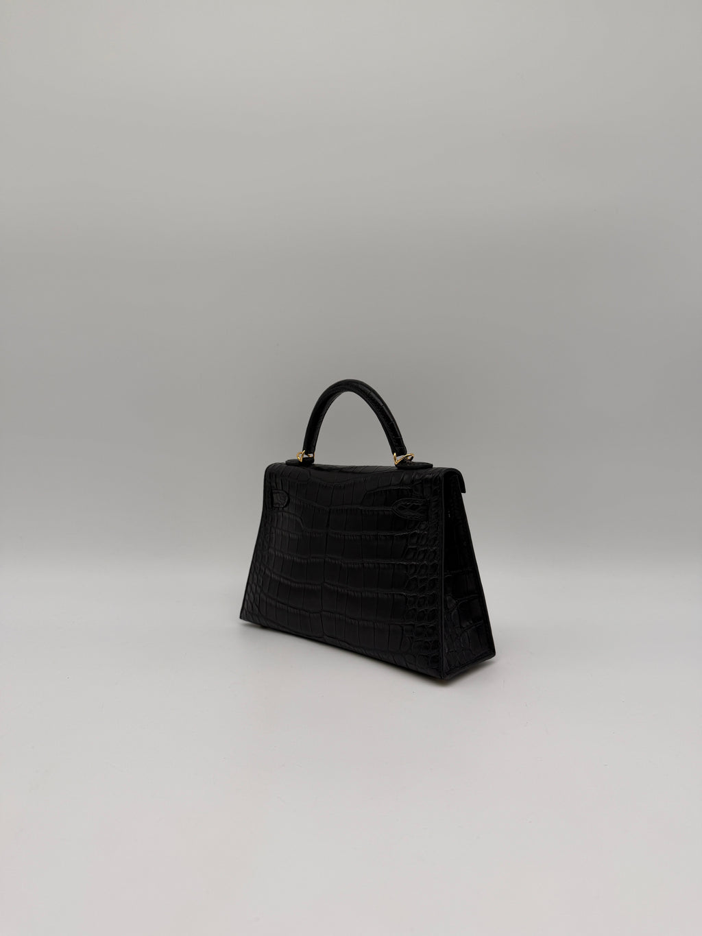 Hermès Mini Kelly Black Matte Alligator Gold Hardware