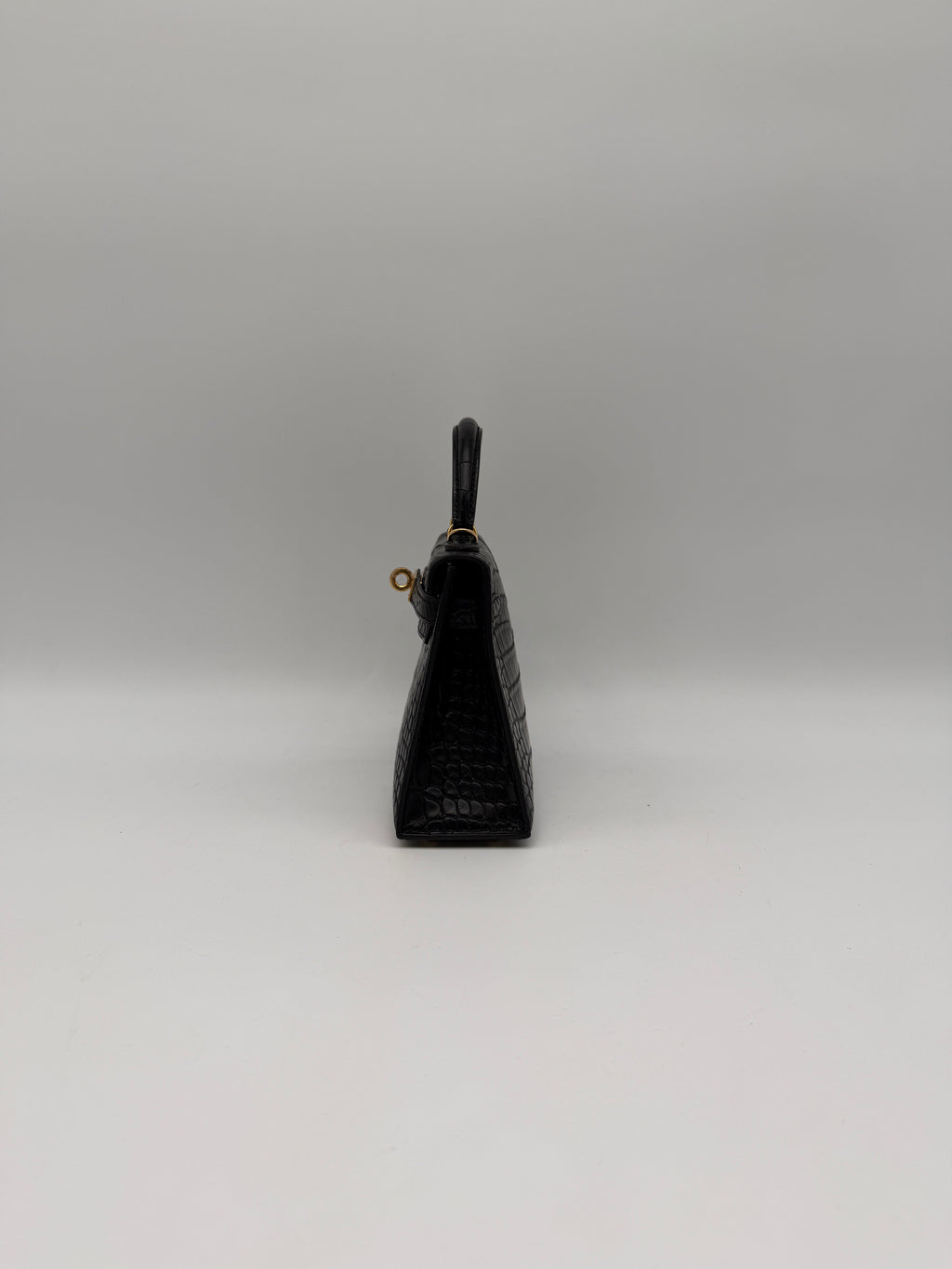 Hermès Mini Kelly Black Matte Alligator Gold Hardware