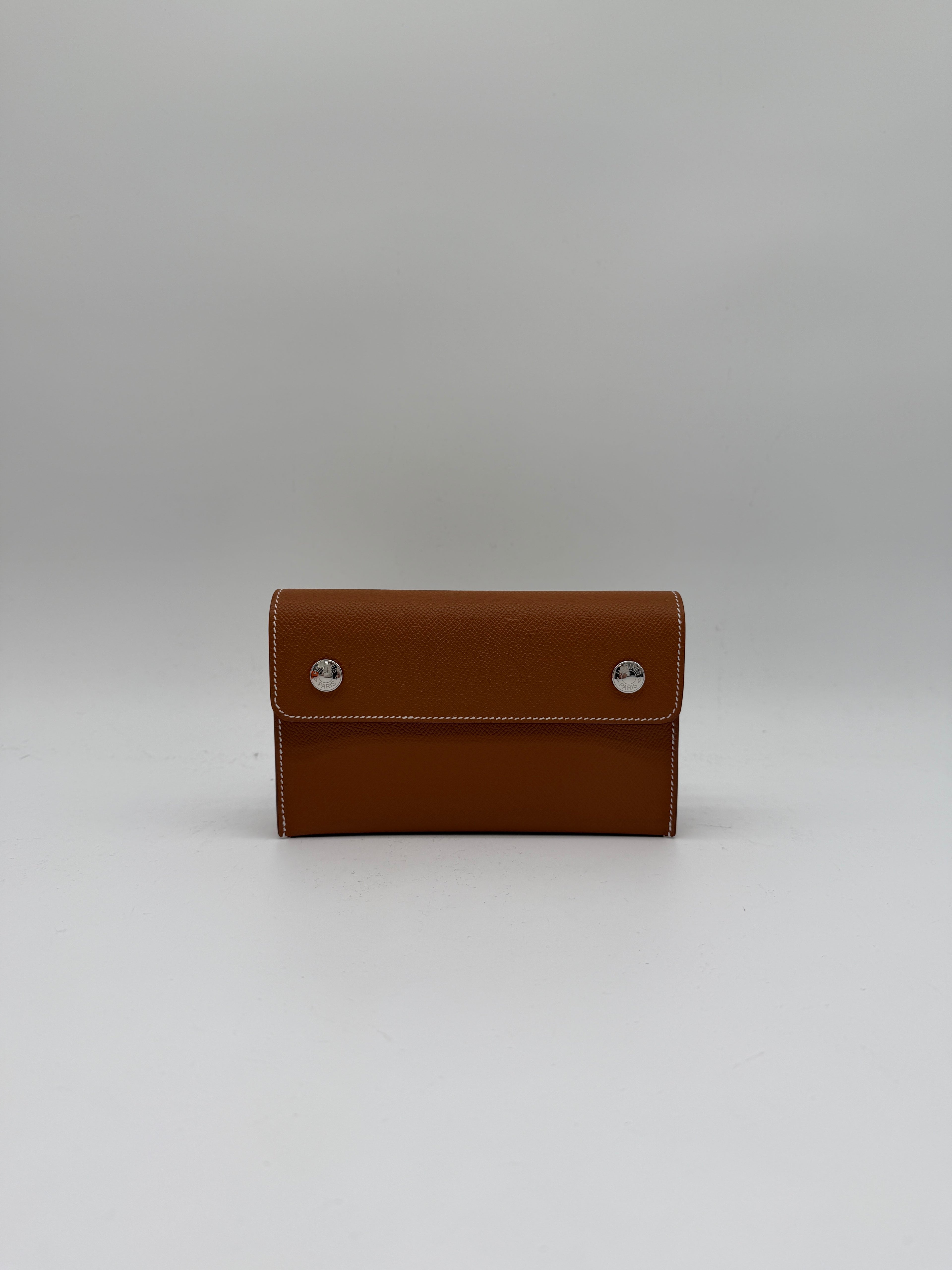 Hermès Pochette Hermesnap Wallet Gold Epsom Palladium Hardware