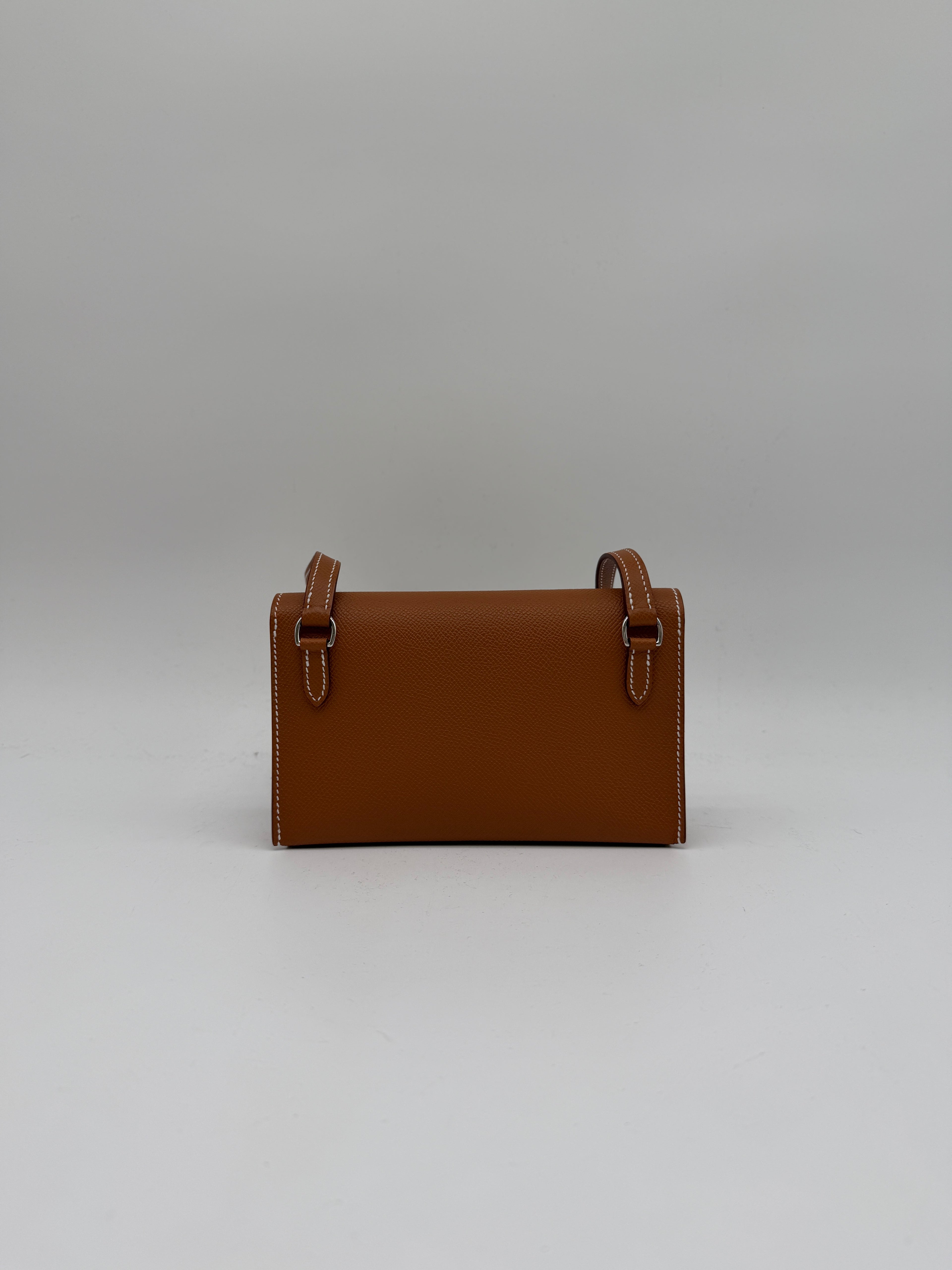 Hermès Pochette Hermesnap Wallet Gold Epsom Palladium Hardware
