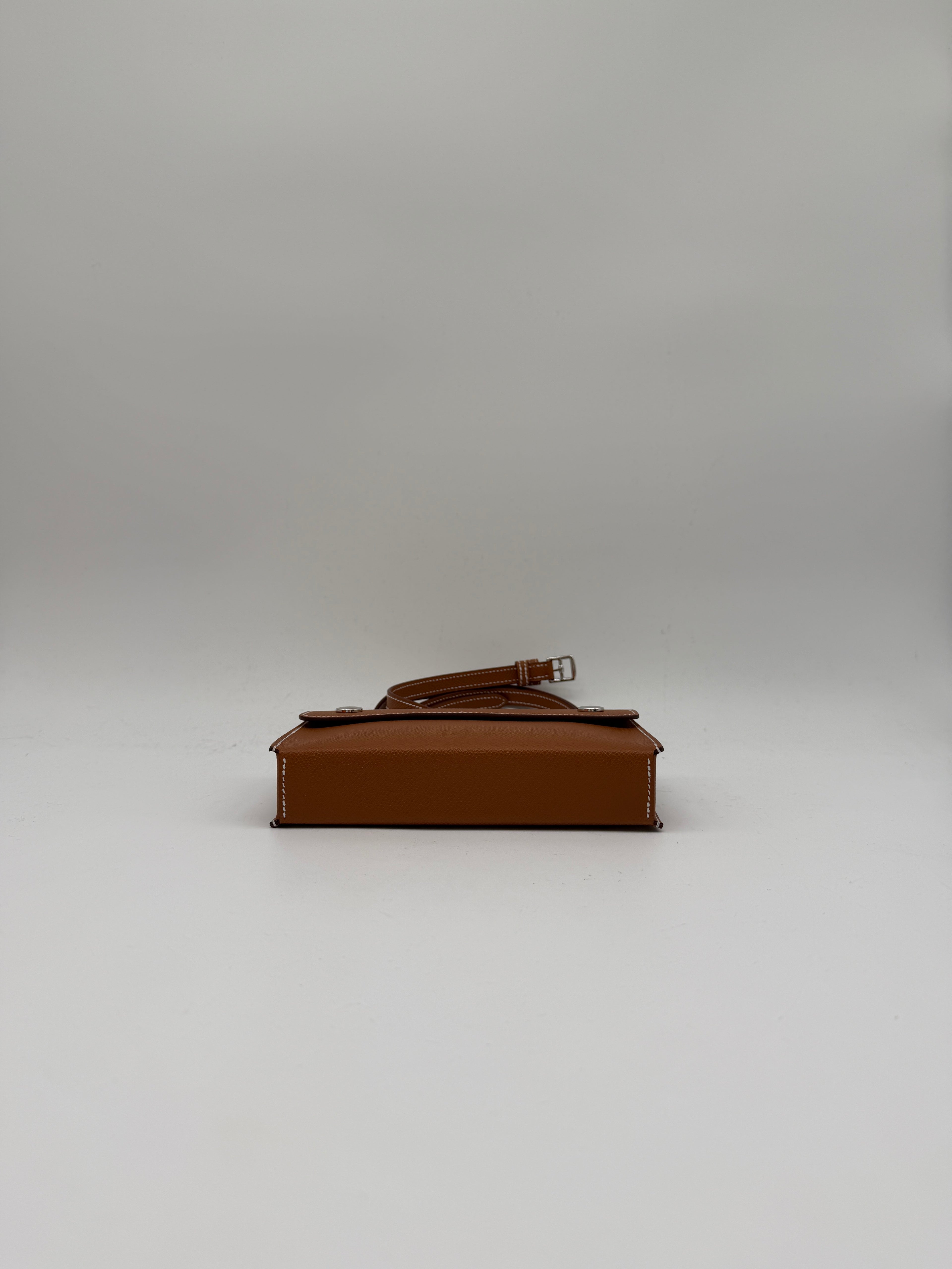 Hermès Pochette Hermesnap Wallet Gold Epsom Palladium Hardware