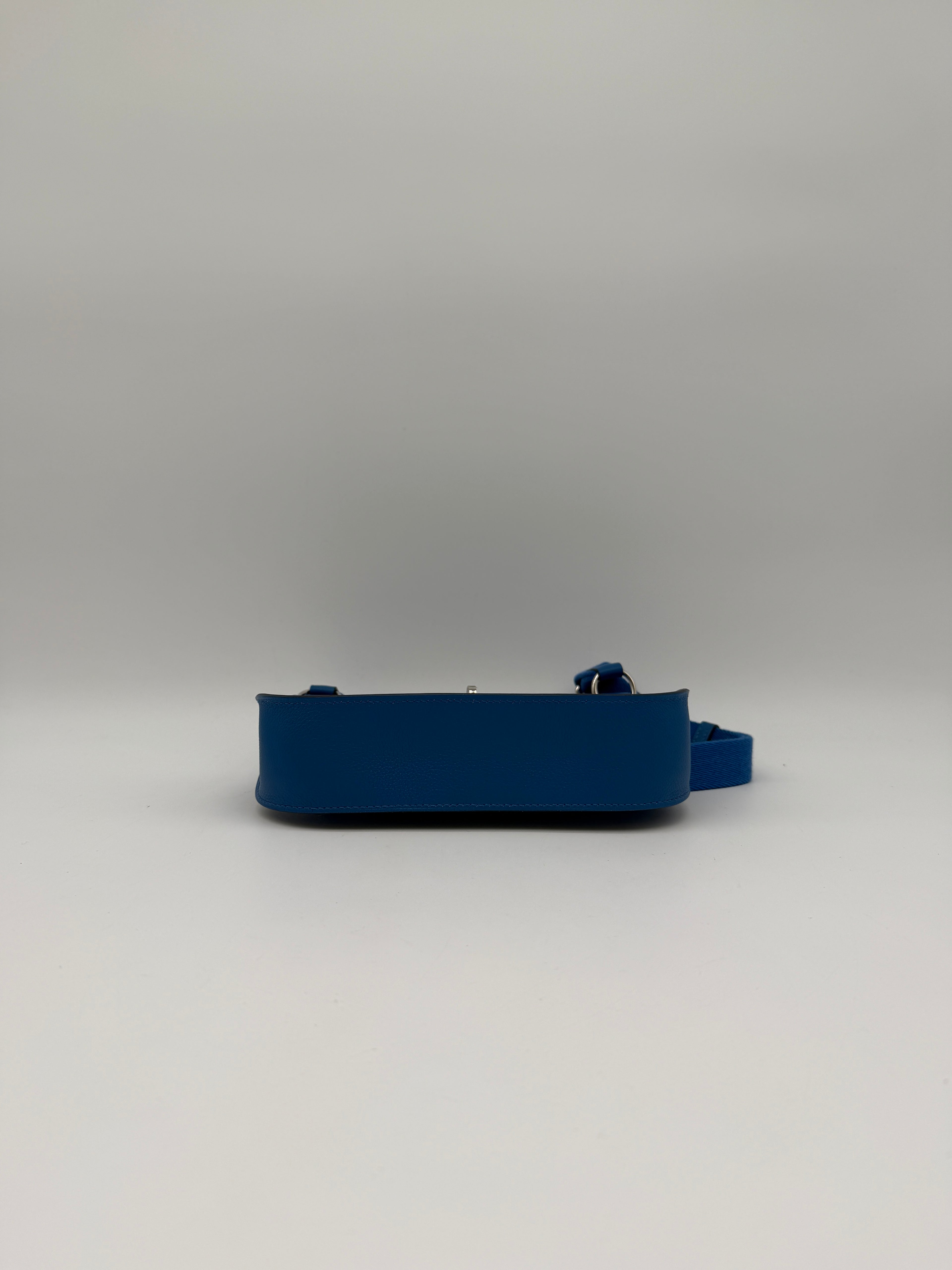 Hermès Mini Jypsiere Evercolor Blue Zellige Palladium Hardware