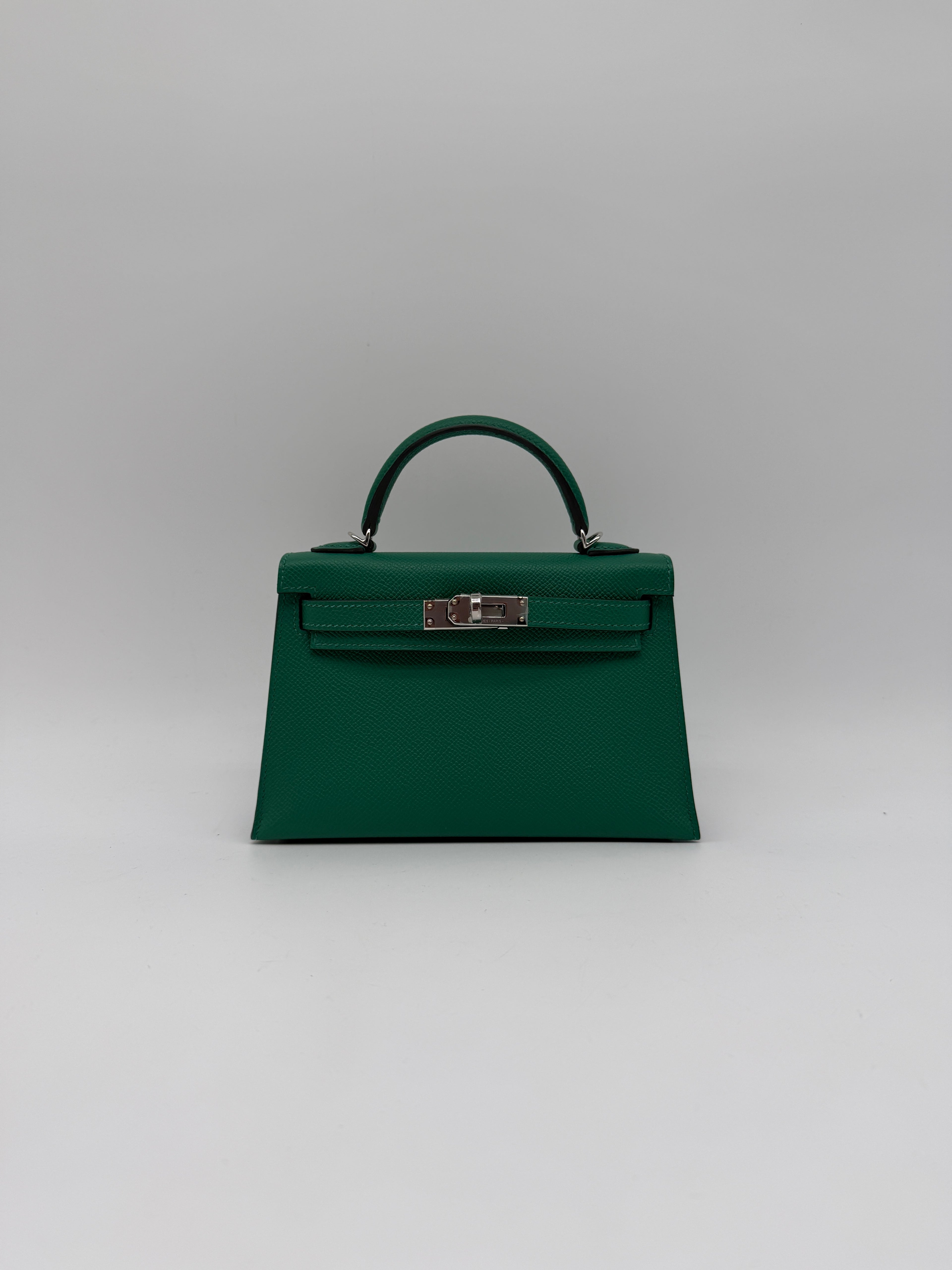Hermès Mini Kelly Vert Vertigo Epsom Palladium Hardware (with 2 strap)