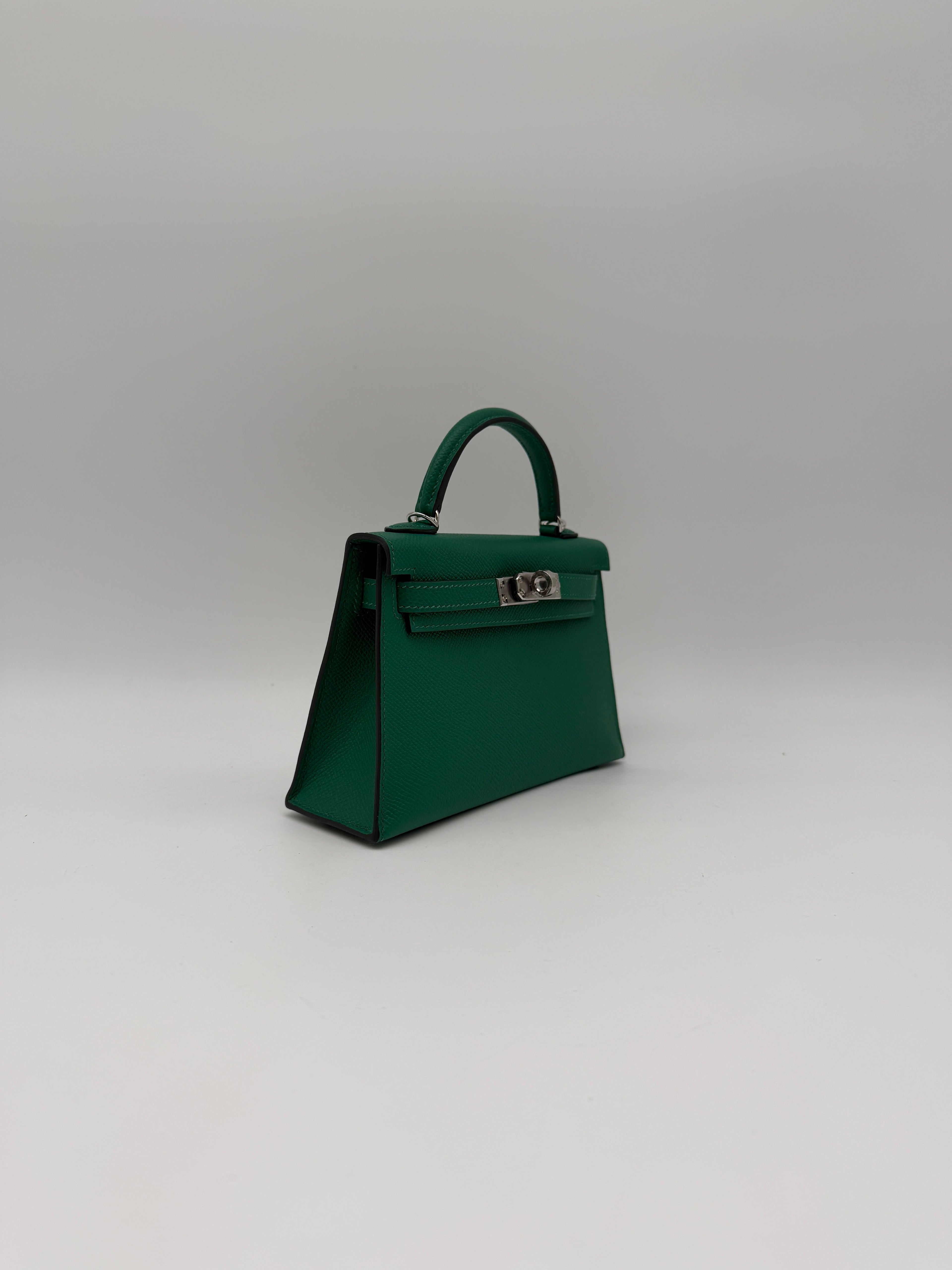 Hermès Mini Kelly Vert Vertigo Epsom Palladium Hardware (with 2 strap)