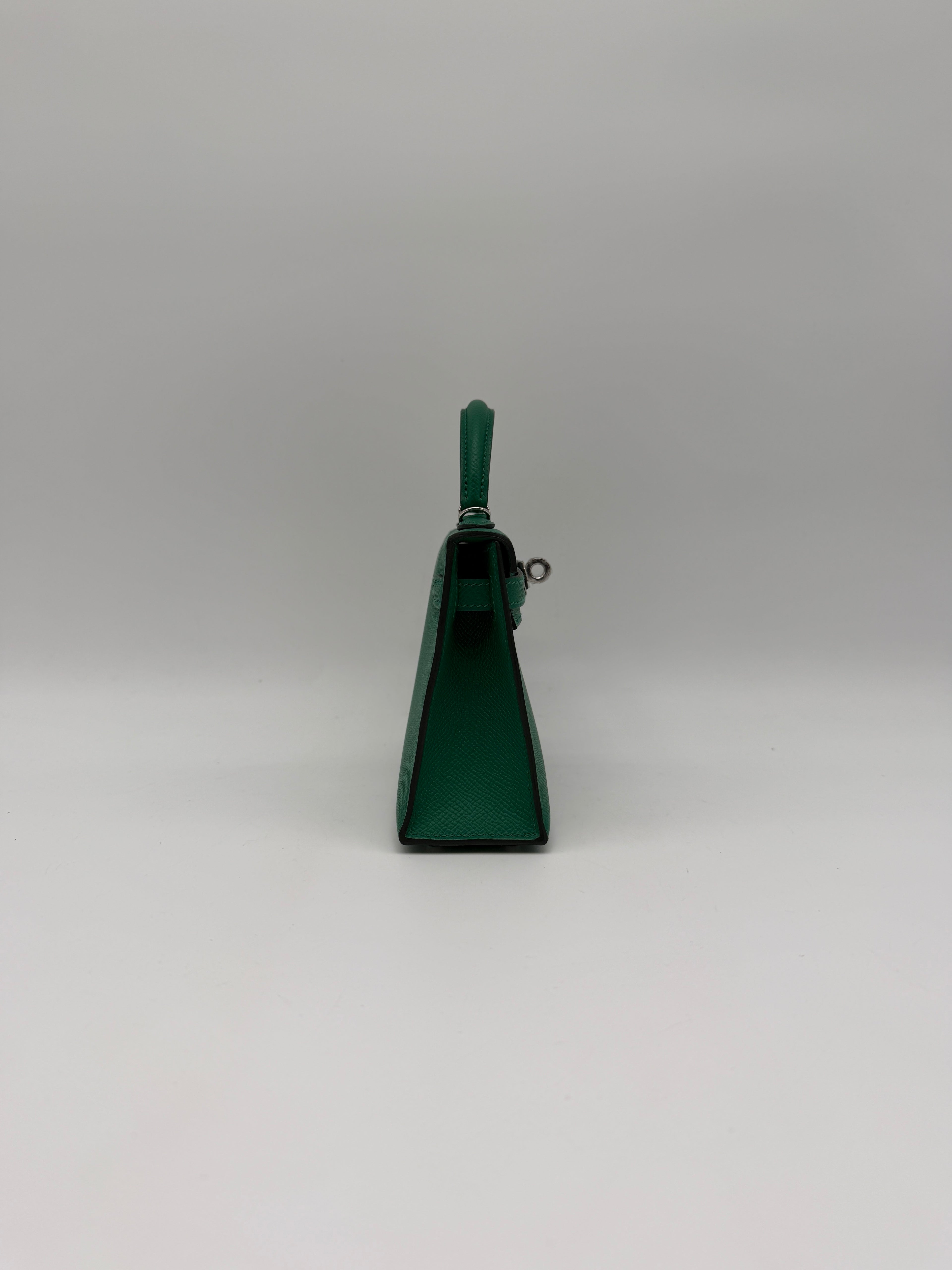 Hermès Mini Kelly Vert Vertigo Epsom Palladium Hardware (with 2 strap)