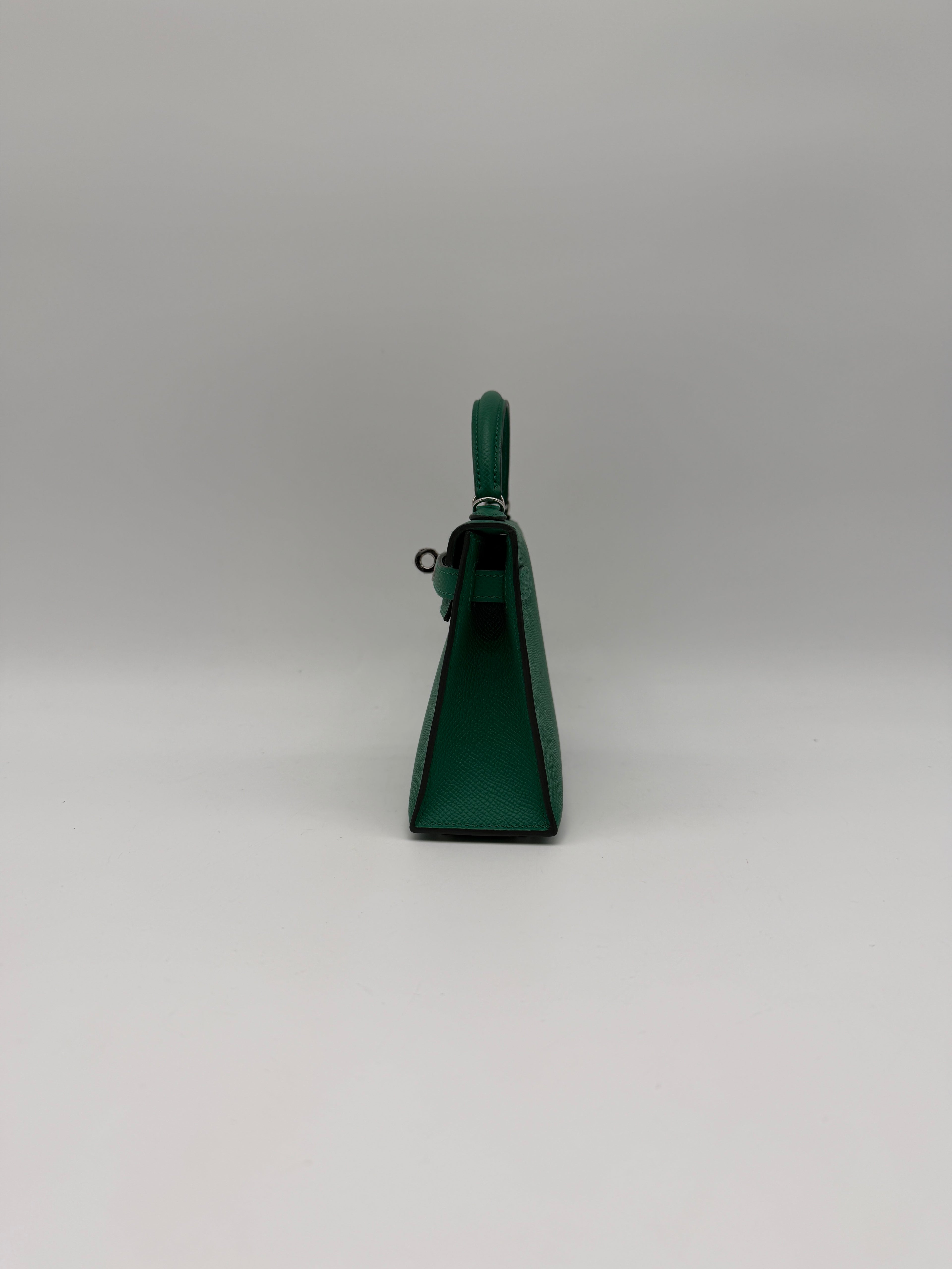 Hermès Mini Kelly Vert Vertigo Epsom Palladium Hardware (with 2 strap)