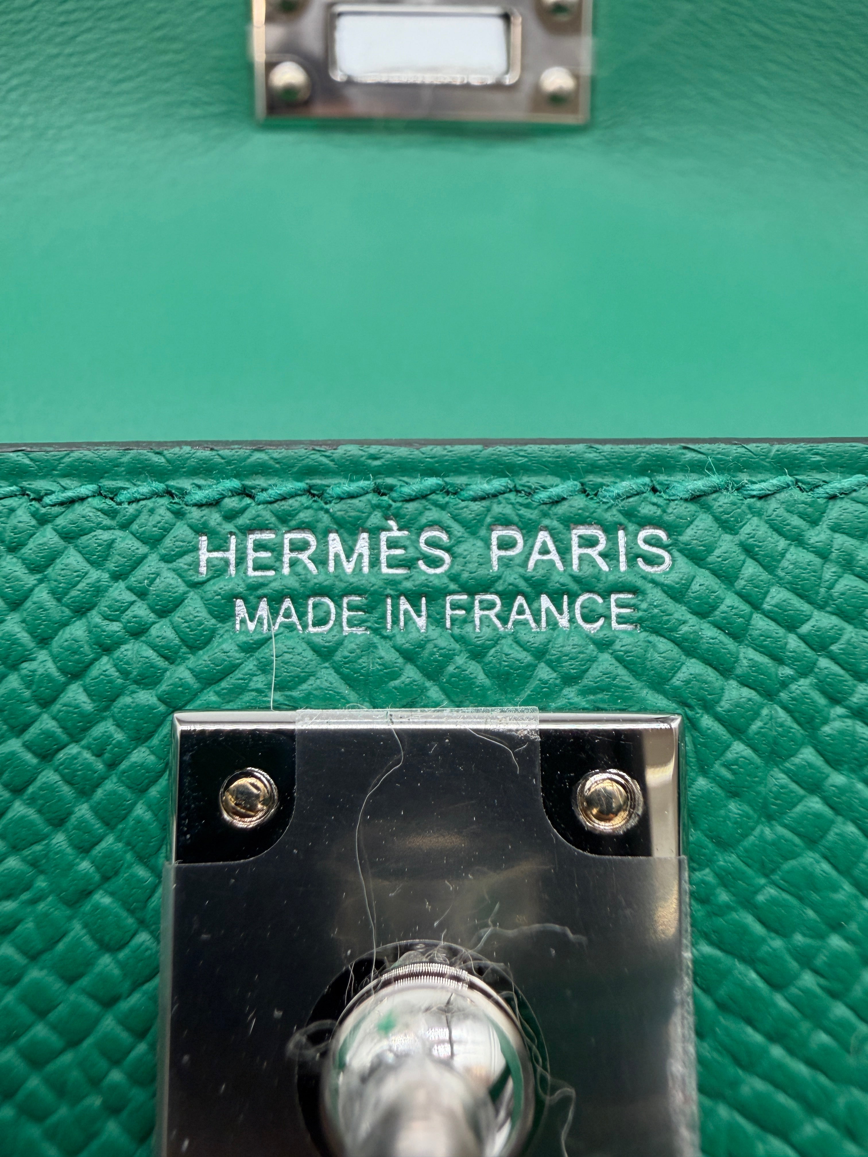 Hermès Mini Kelly Vert Vertigo Epsom Palladium Hardware (with 2 strap)