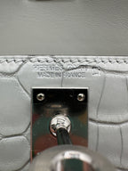Mini Kelly Gris Neve Matte Alligator Palladium Hardware