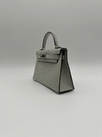 Mini Kelly Gris Neve Matte Alligator Palladium Hardware