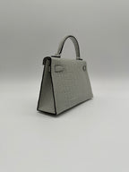 Mini Kelly Gris Neve Matte Alligator Palladium Hardware