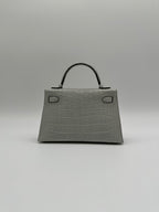 Mini Kelly Gris Neve Matte Alligator Palladium Hardware