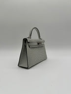 Mini Kelly Gris Neve Matte Alligator Palladium Hardware