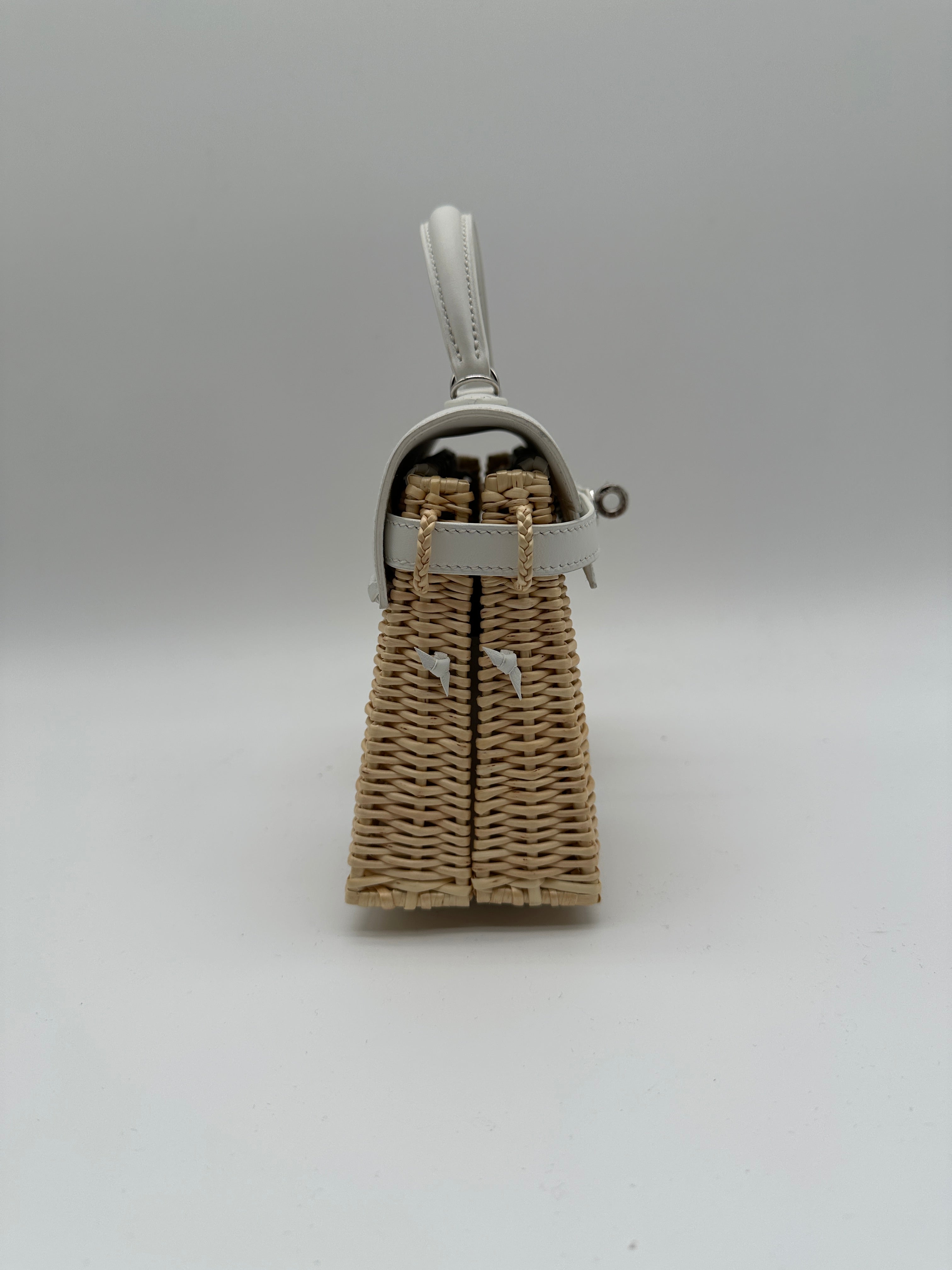 Hermès Mini Kelly Picnic Blanc Swift & Osier Palladium Hardware