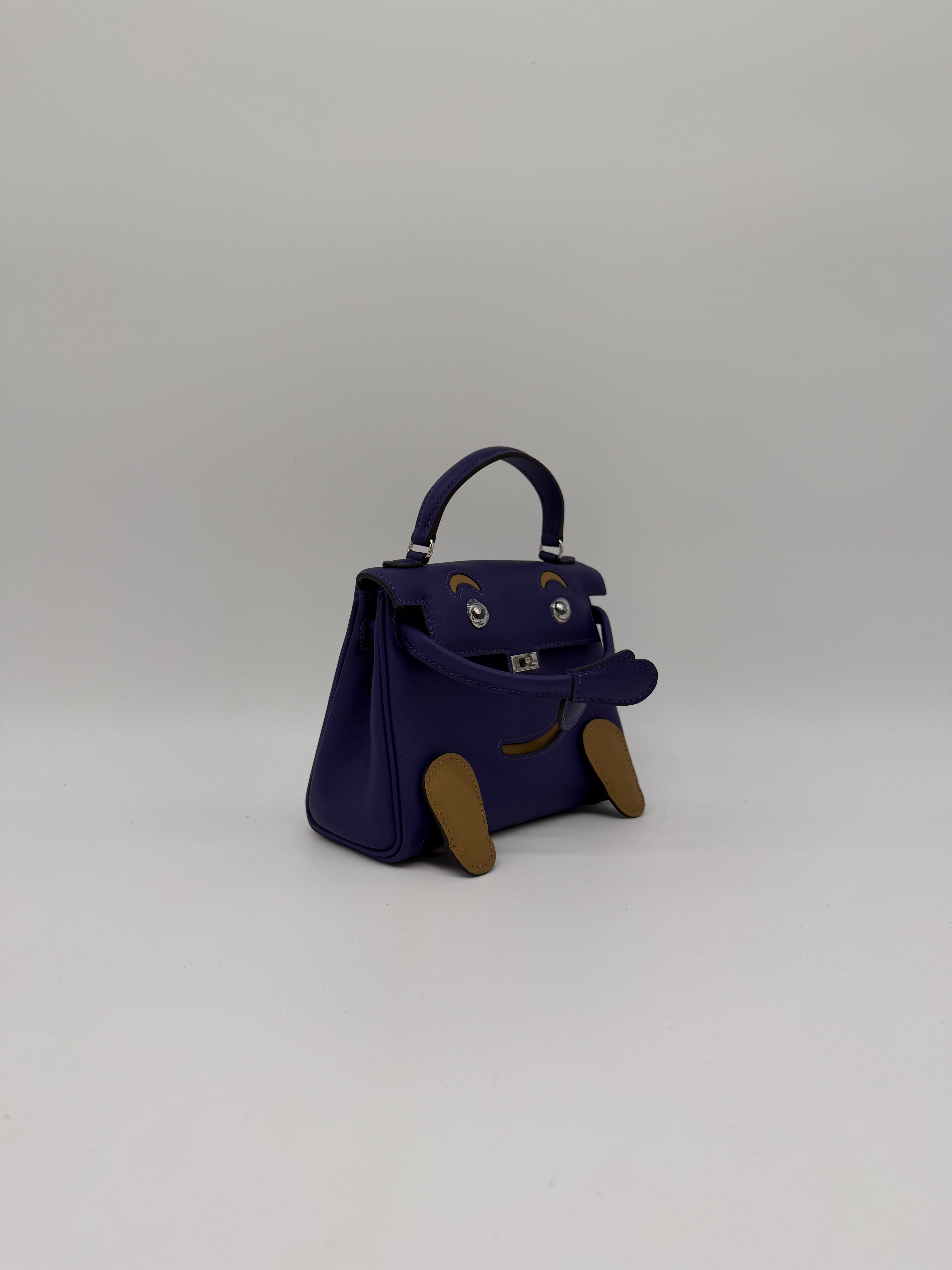 Hermès Kelly Doll Purple/ Dune Swift Palladium Hardware