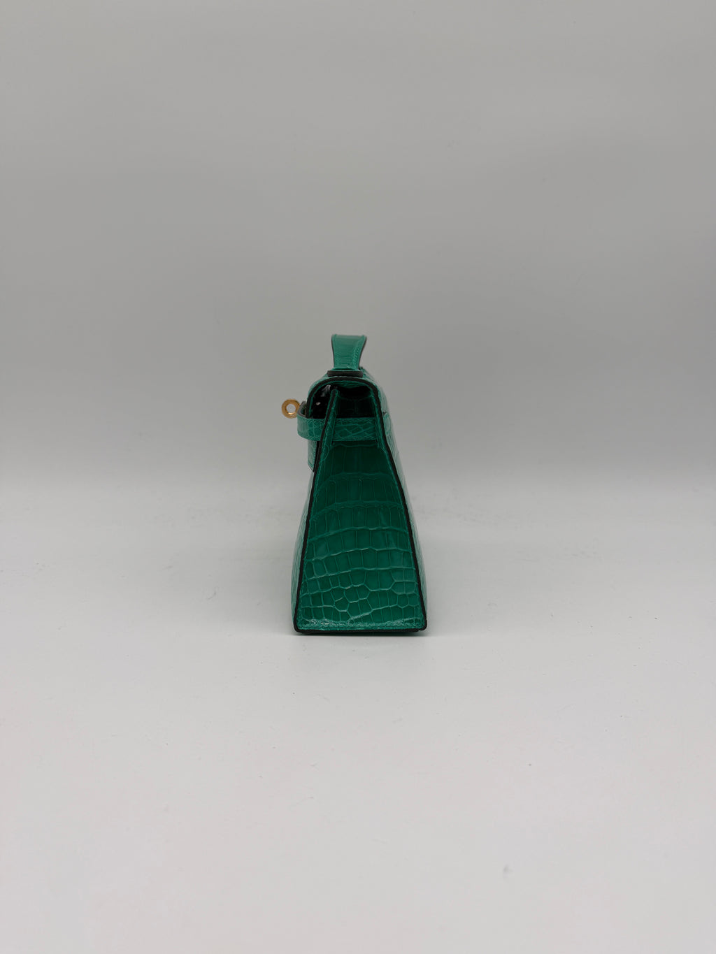 Hermès Kelly Pochette Vert Jade Shiny Alligator Gold Hardware
