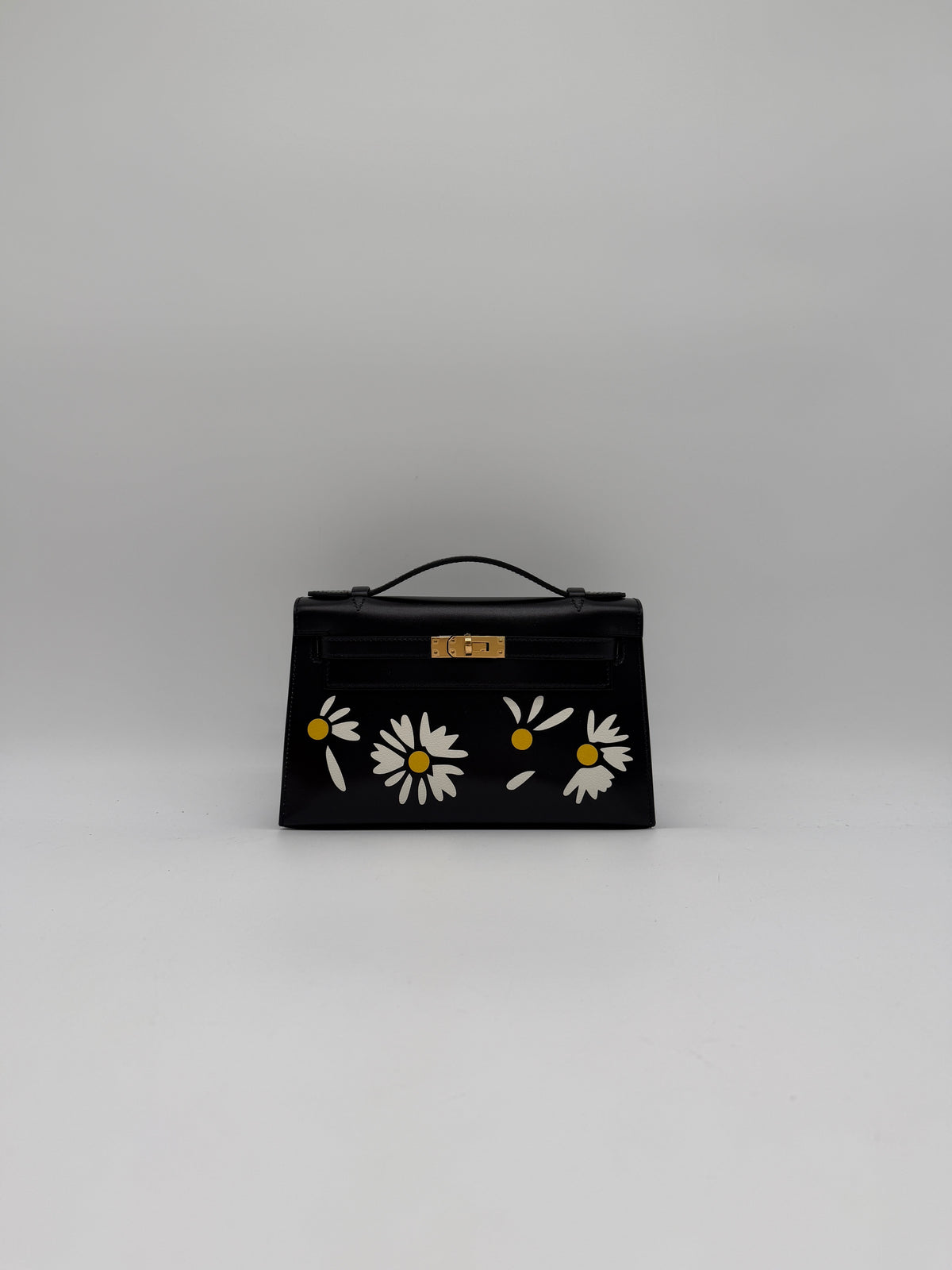 Hermès Kelly Pochette Marquete Noir/ Blanc/ Jaune De Naples Box Leather Gold Hardware