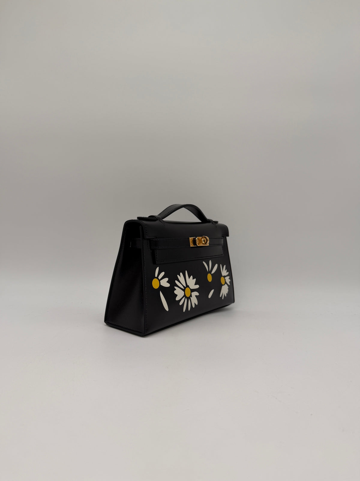 Hermès Kelly Pochette Marquete Noir/ Blanc/ Jaune De Naples Box Leather Gold Hardware