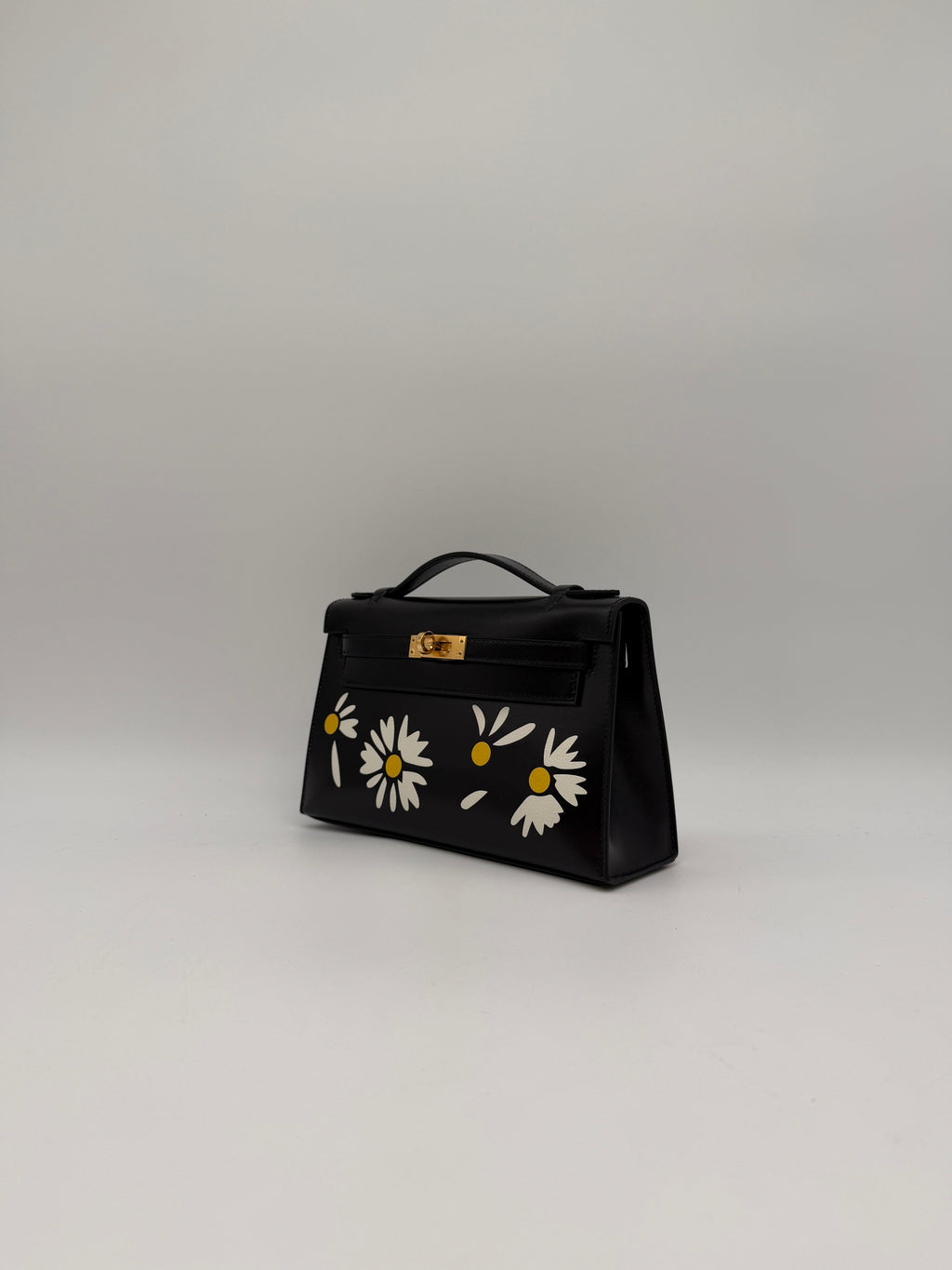 Hermès Kelly Pochette Marquete Noir/ Blanc/ Jaune De Naples Box Leather Gold Hardware