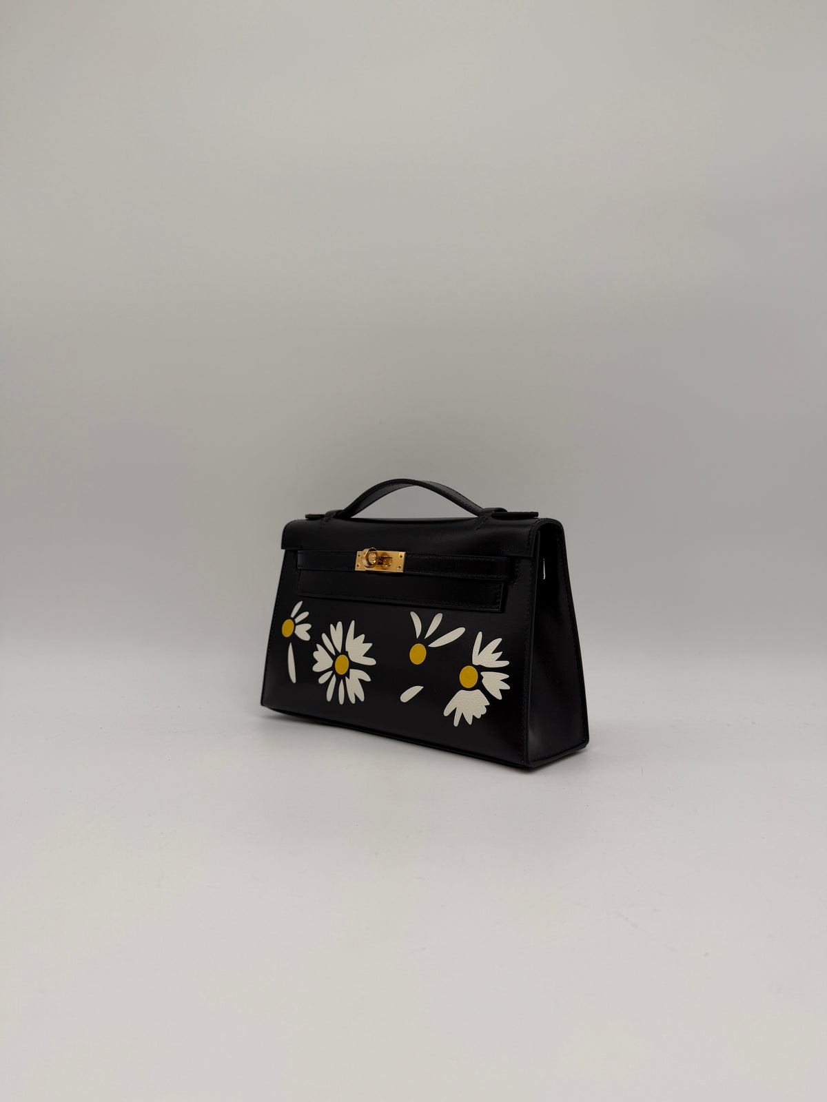 Hermès Kelly Pochette Marquete Noir/ Blanc/ Jaune De Naples Box Leather Gold Hardware
