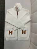 Hermès Wool Knit Jacket Blanc Naturel
