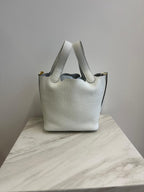Hermès Picotin 18 New White Tourillion Clemence Gold Hardware