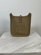 Hermès Mini Evelyne Beige Marfa Taurillon Clemence Gold Hardware