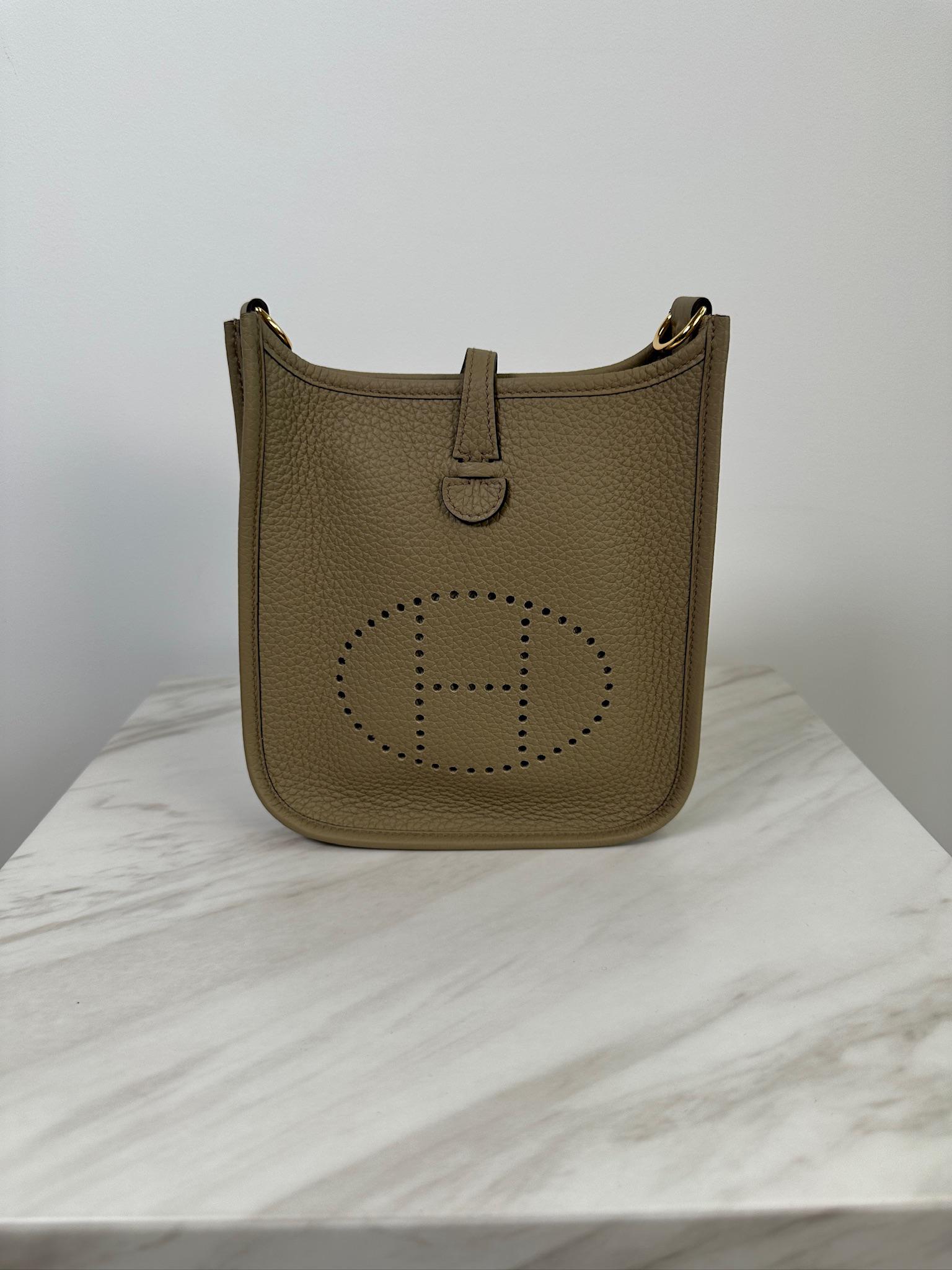 Hermès Mini Evelyne Beige Marfa Taurillon Clemence Gold Hardware
