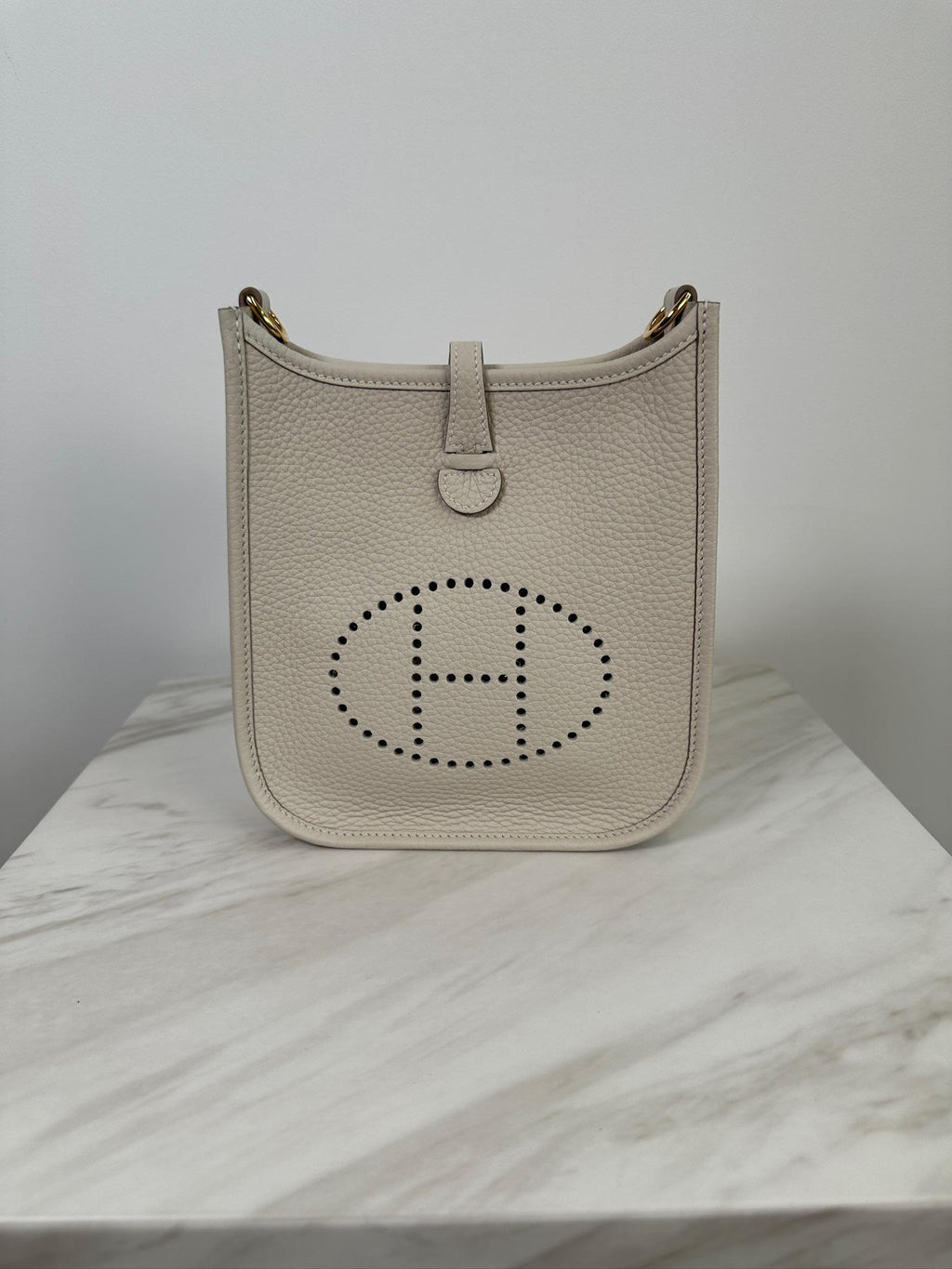 Hermès Mini Evelyne Craie Taurillon Clemence Gold Hardware