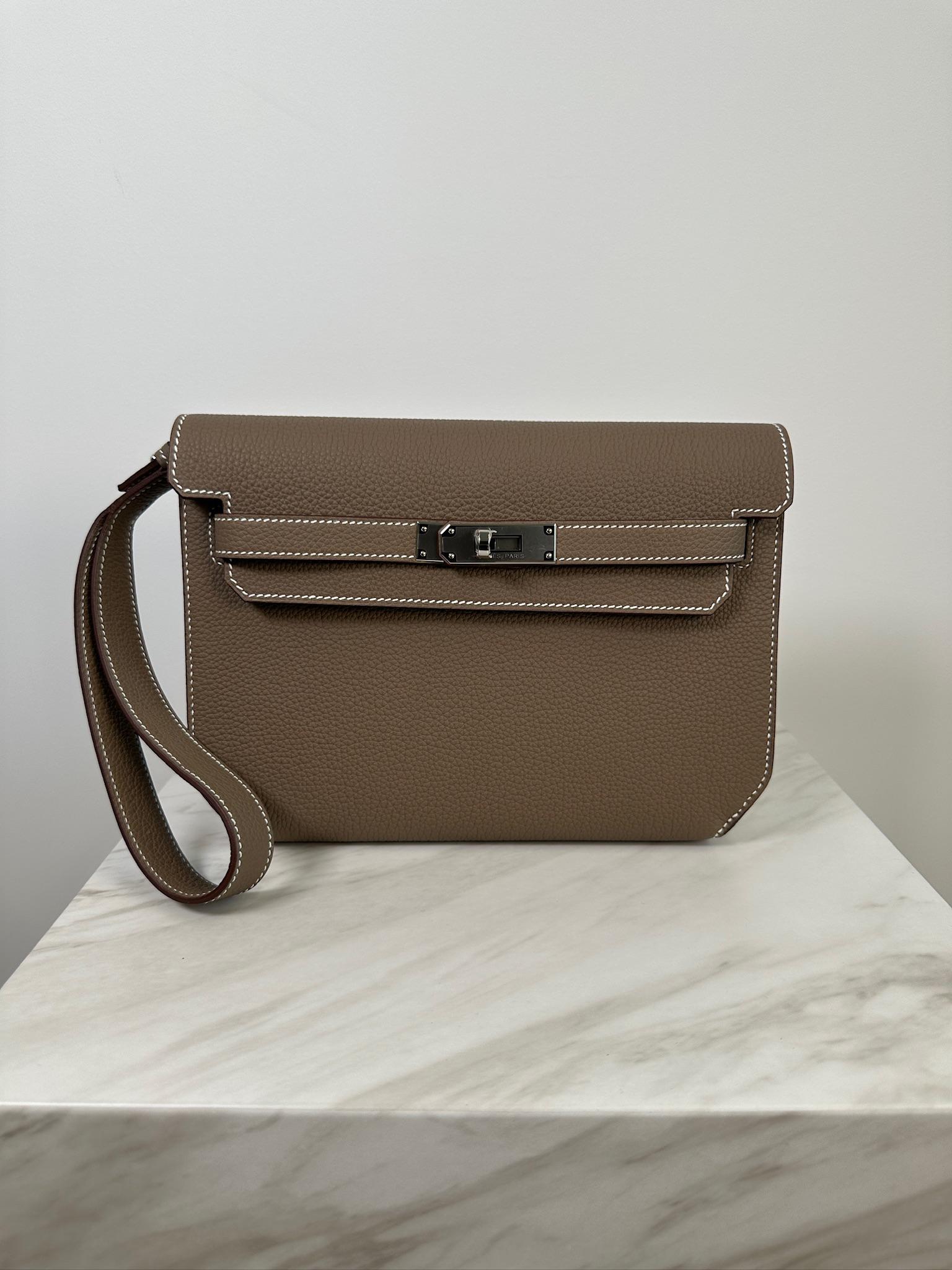 Hermès Kelly Depeches Etoupe Togo Palladium Hardware