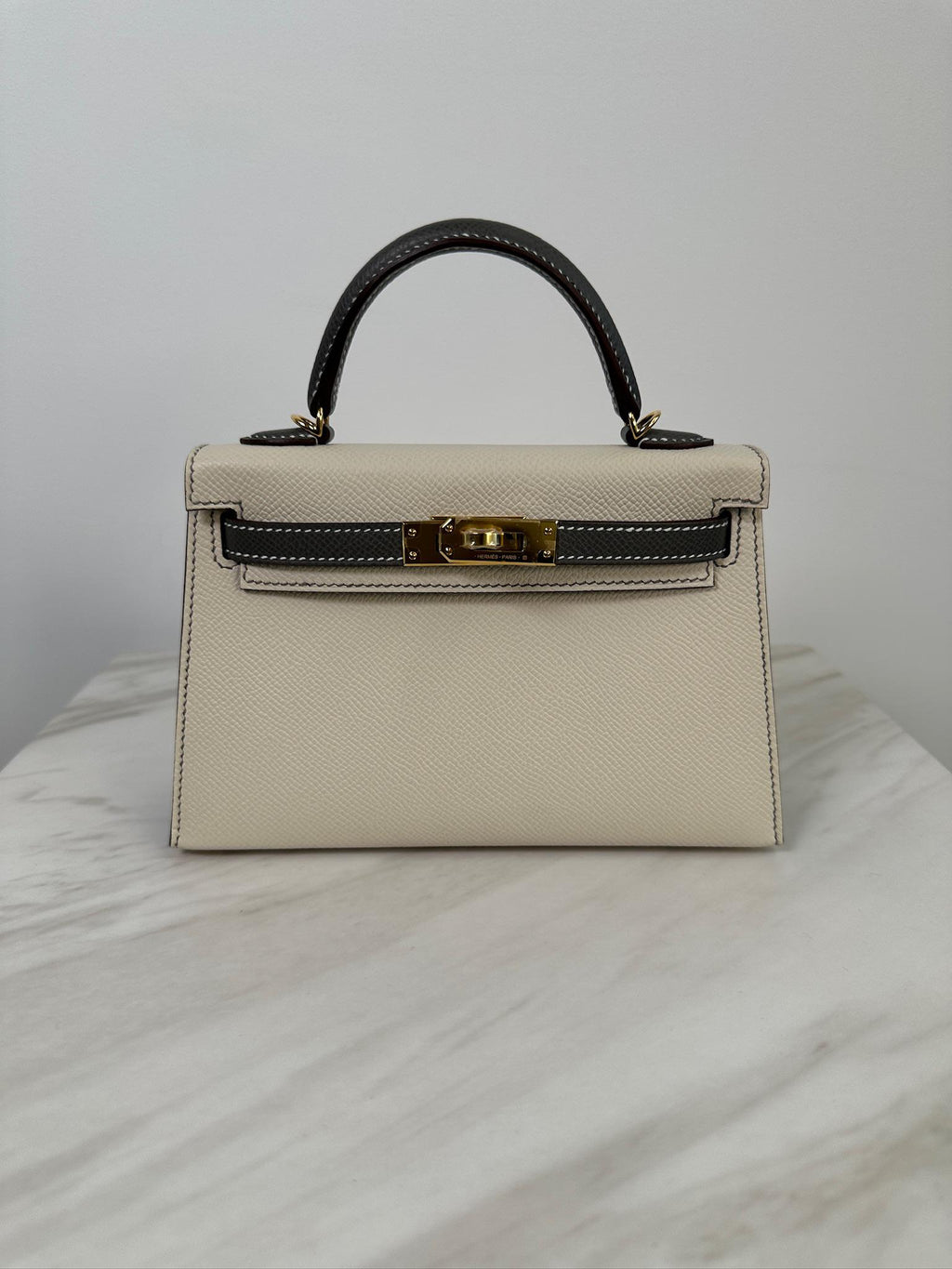 Hermès Mini Kelly HSS Craie/Gris Meyer Epsom Gold Hardware