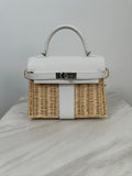 Hermès Mini Kelly Picnic Blanc Swift & Osier Palladium Hardware