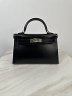 Hermès Mini Kelly Black Box LeatherPalladium Hardware