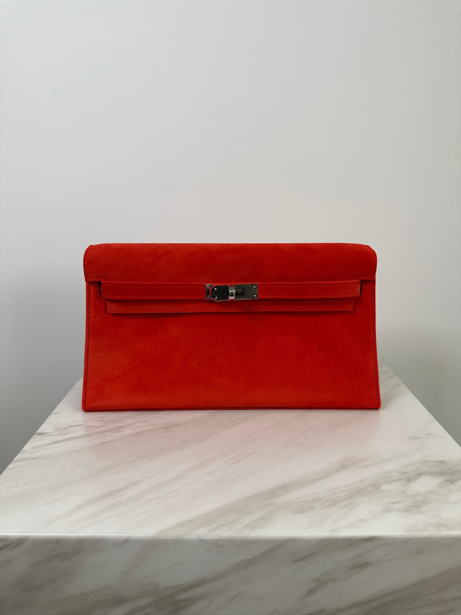 Hermès Kelly Elan Doblis Capucine Suede Palladium Hardware