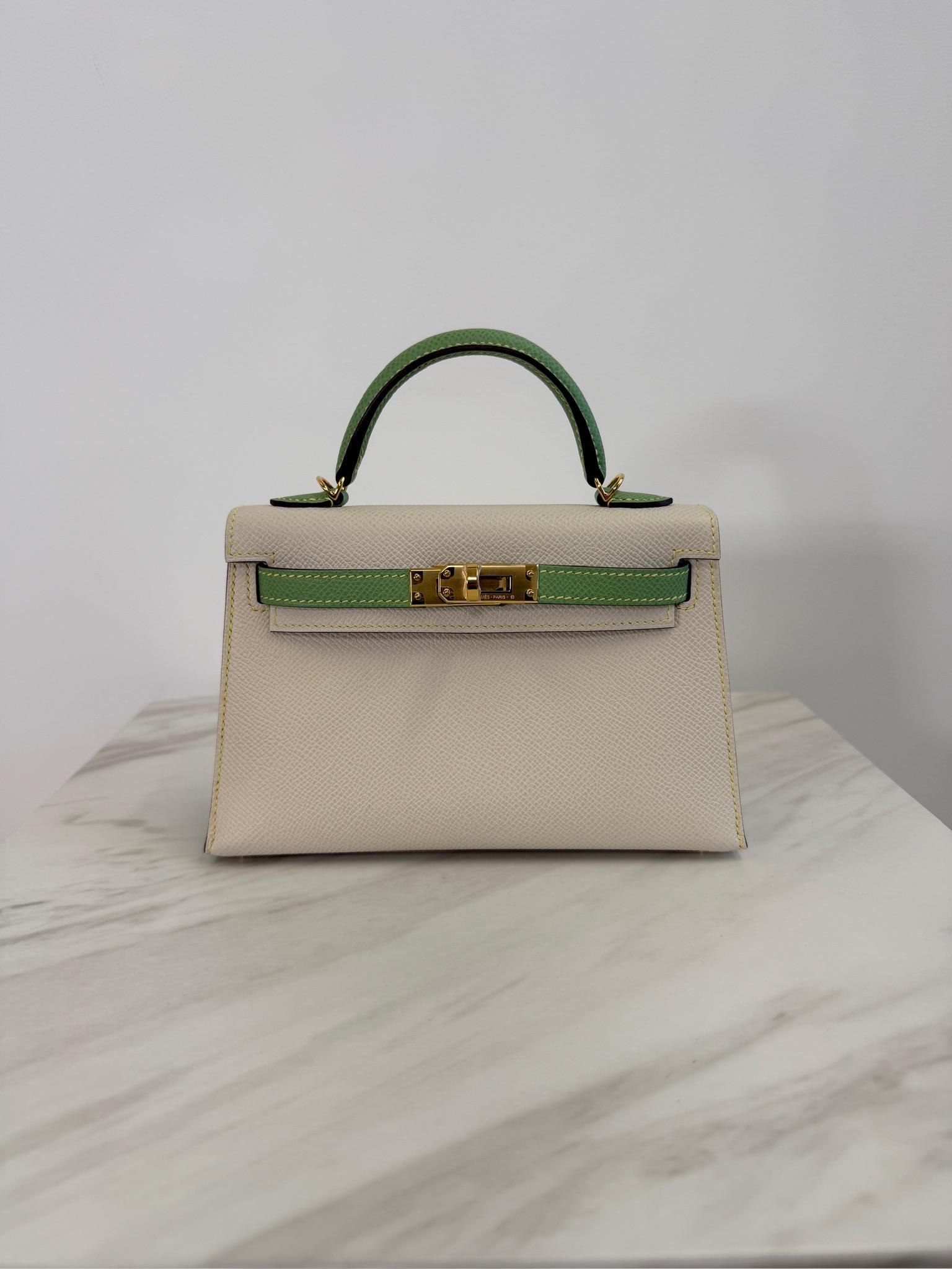 Hermès K20 HSS Craie, Vert Cricket Epsom Gold Hardware