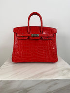Hermès Birkin 25 Geranium Matte Alligator Palladium Hardware