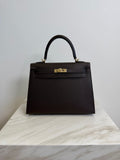 Hermès Kelly 25 Bai Brun Epsom Permabass Hardware