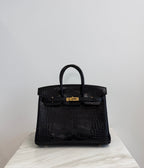 Hermès Birkin 25 Black Matt Alligator Noir Gold Hardware