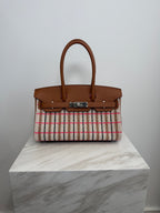 Hermès Birkin 29 Shoulder Toile & Gold Swift Palladium Hardware