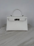 Hermès Mini Kelly White Epsom Palladium Hardware