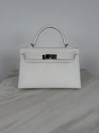 Hermès Mini Kelly White Epsom Palladium Hardware