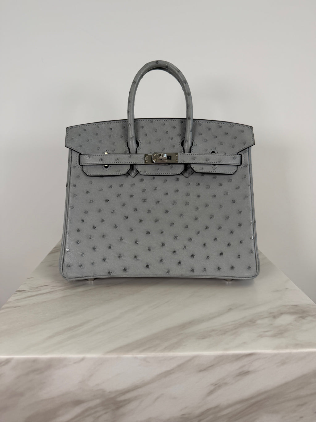 Hermès Birkin 25 Ostrich Bleu Glacier Palladium Hardware