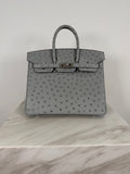 Hermès Birkin 25 Ostrich Bleu Glacier Palladium Hardware