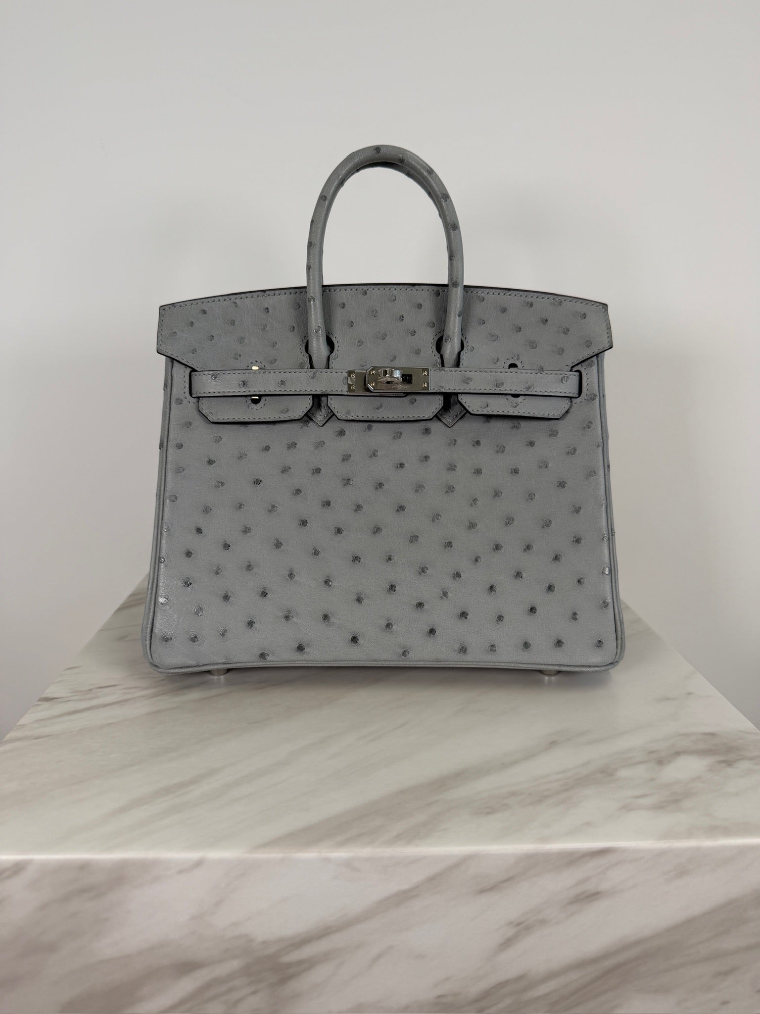 Hermès Birkin 25 Ostrich Bleu Glacier Palladium Hardware