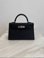 Hermès Mini Kelly Black/ Gold Epsom Palladium Hardware
