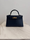 Hermès Mini Kelly Bleu Abysse Box Leather Permabrass Hardware