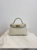 Hermès Mini Kelly Beton Matte Croc Permabrass Hardware