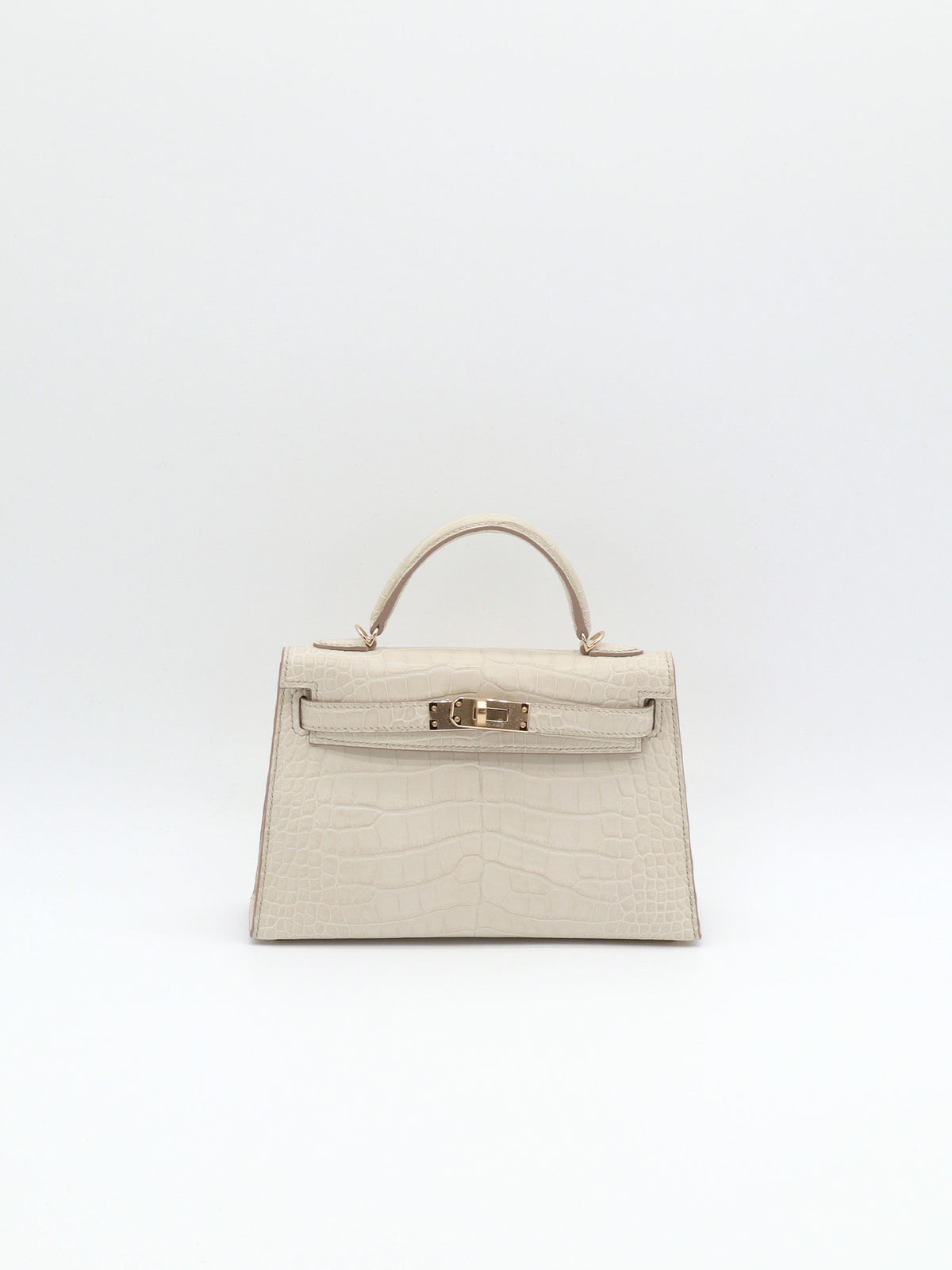 Hermès Mini Kelly Beton Matte Croc Permabrass Hardware
